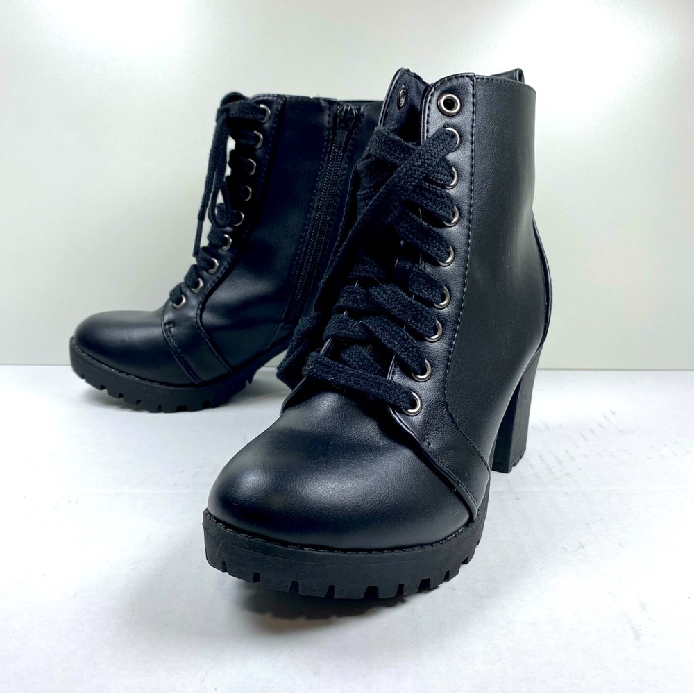 Time True Black Mid-Calf Laced & Zipped Booties Size 6M